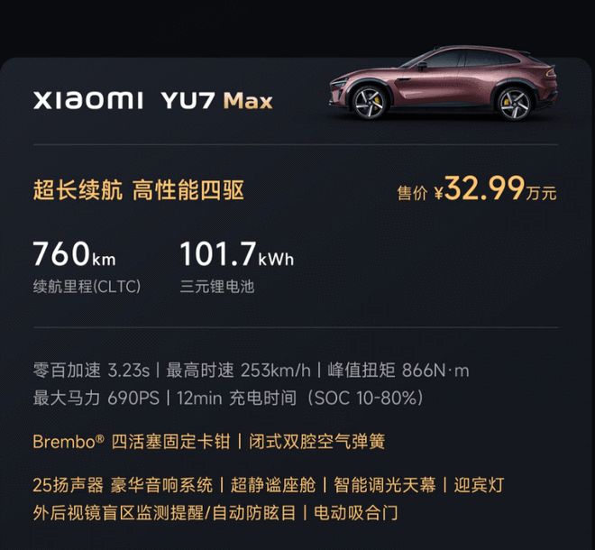 -3299万元 小米YU7正式上市pg电子模拟器电脑版售价2535(图8)